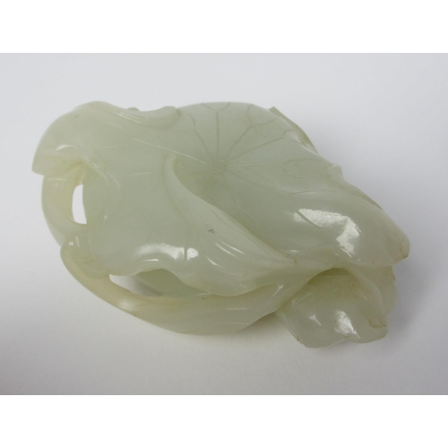 795 - A Chinese jade carving of a lotus