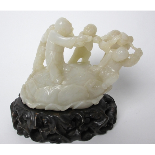 798 - A Chinese jade carving of the five eminent sons of Dy Yujun