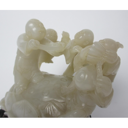 798 - A Chinese jade carving of the five eminent sons of Dy Yujun