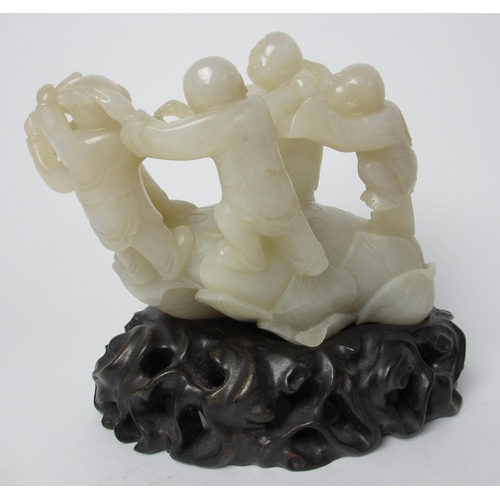 798 - A Chinese jade carving of the five eminent sons of Dy Yujun