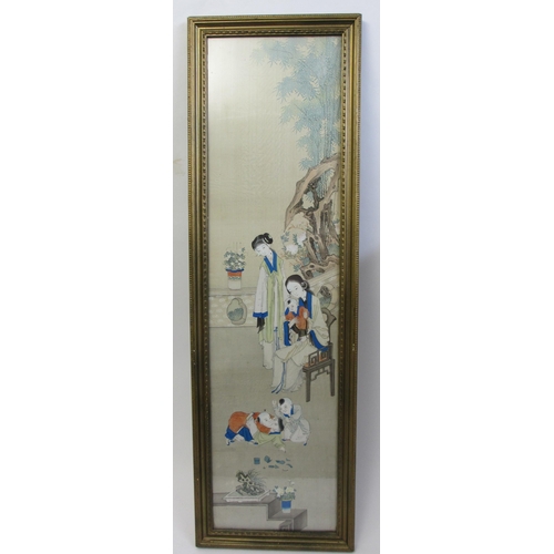 801 - A Chinese silk painted panel