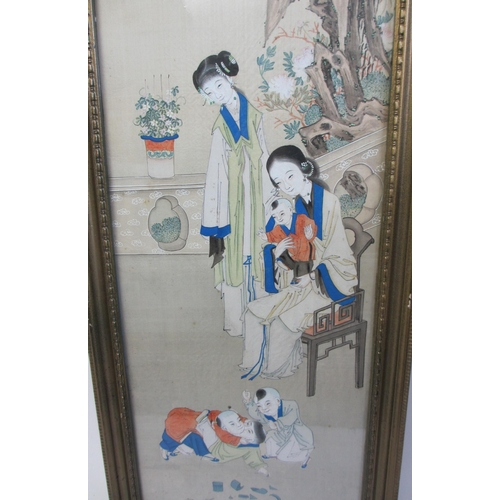 801 - A Chinese silk painted panel