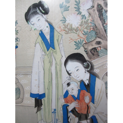 801 - A Chinese silk painted panel