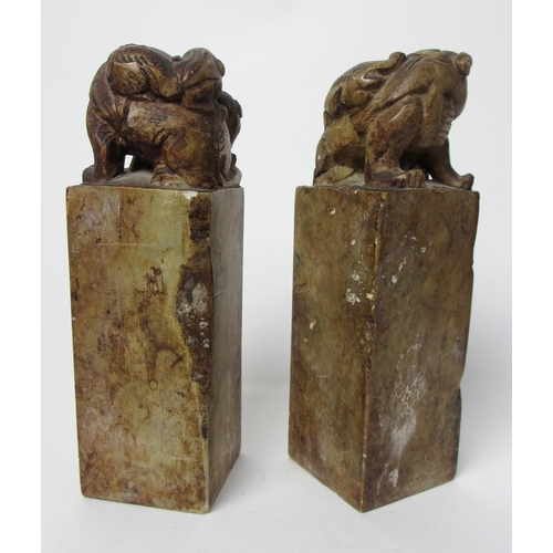 802 - A pair of Chinese soapstone seals