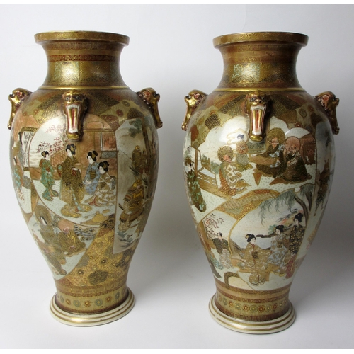 811 - A pair of Satsuma oviform vases