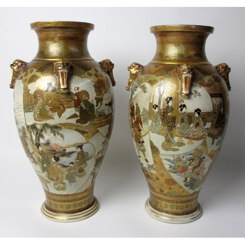 811 - A pair of Satsuma oviform vases