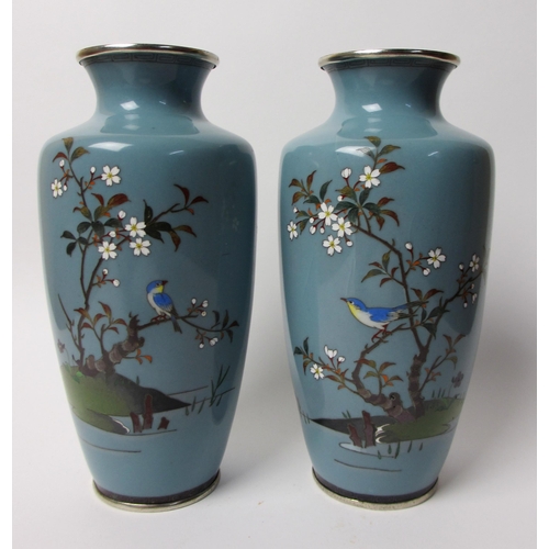 816 - A pair of Japanese cloisonne vases