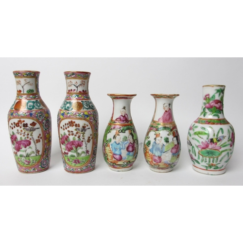 817 - Five Cantonese miniature vases