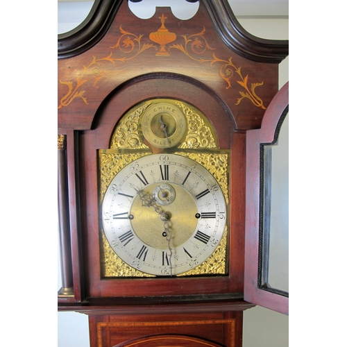 833 - A Victorian mahogany inlaid longcase clock