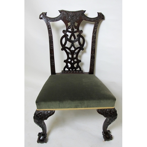 847 - An Edwardian mahogany chair in the Chinese Chippendale style