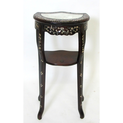 850 - A Chinese rosewood and mother of pearl decorated pavilion table