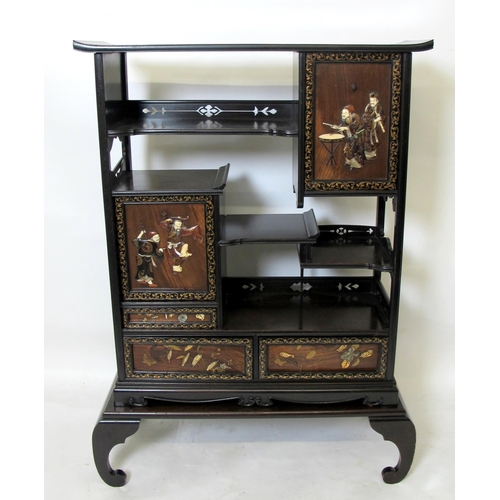 856 - A Chinese hardwood stage cabinet