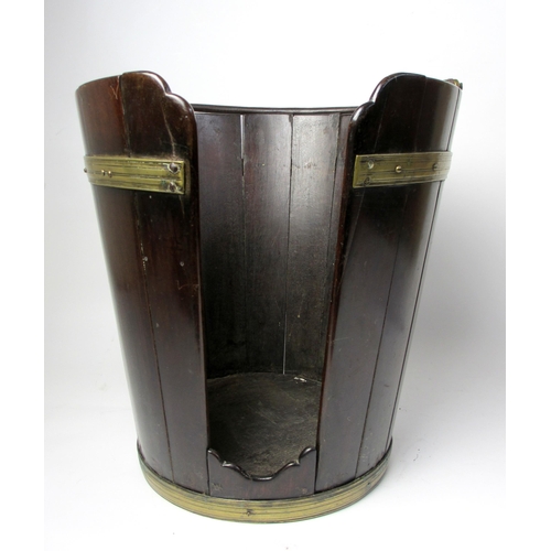 889 - A George III mahogany and brass bound plate bucket