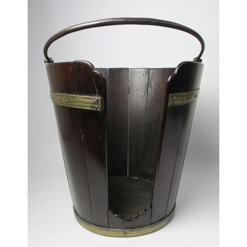 889 - A George III mahogany and brass bound plate bucket