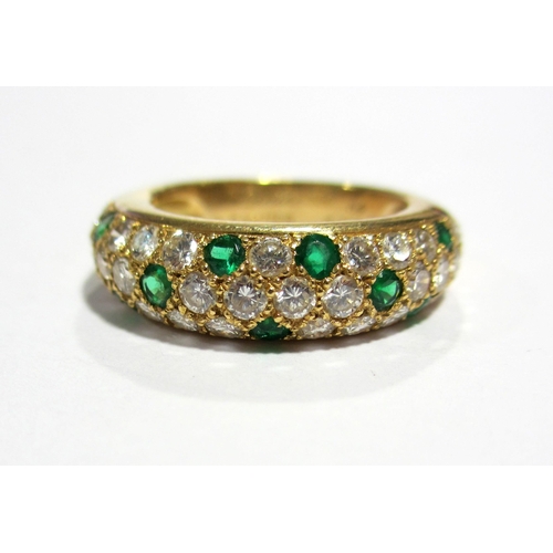 91 - A Cartier 18 ct yellow gold emerald and diamond set band