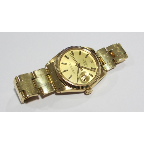 96 - A gents 18 ct gold Rolex Oyster Perpetual Date wrist watch