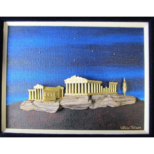 122 - A framed gold and mineral study of the Acropolis by William Tolliday