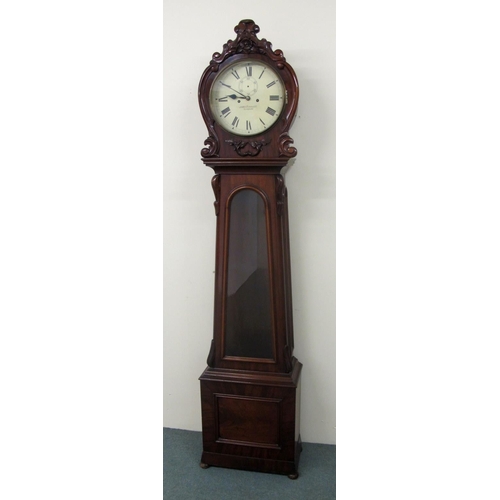 806 - A Victorian mahogany drumhead longcase clock