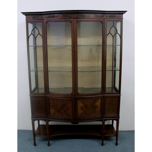 808 - An Edwardian mahogany inlaid display cabinet