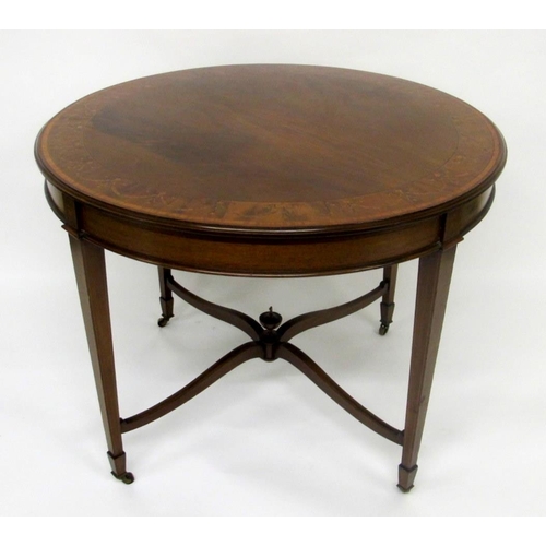 816 - An Edwardian mahogany inlaid circular window table