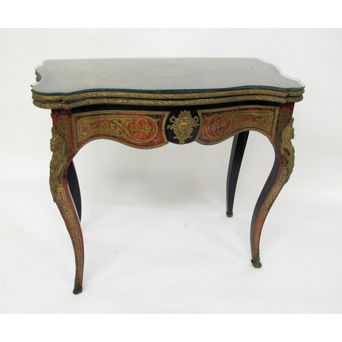 818 - A late 19th Century boulle marquetry foldover games table