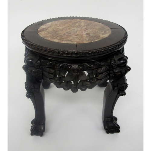 820 - A late 19th / early 20th century Chinese hardwood marble top low table