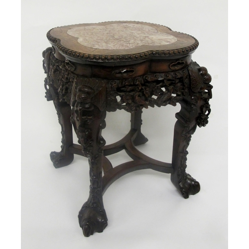 821 - A late 19th / early 20th century Chinese rosewood marble top table