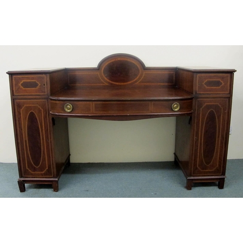 826 - An Edwardian mahogany inlaid sideboard