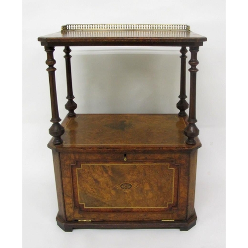 829 - A Victorian walnut inlaid music cabinet