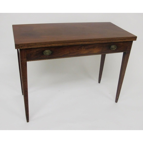 841 - A late Victorian mahogany rectangular inlaid turnover tea table