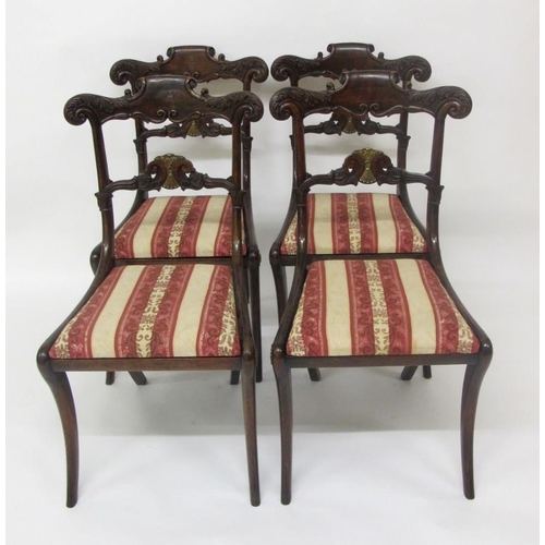 844 - A set of four Regency simulated rosewood dining chairs