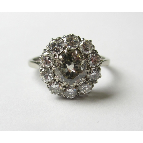 85 - A platinum diamond cluster ring