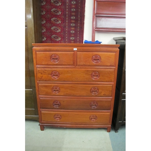 852 - A Chinese hardwood chest of drawers