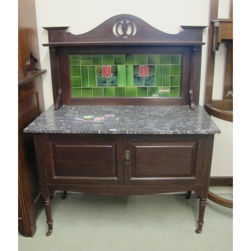 856 - An Art Nouveau mahogany washstand