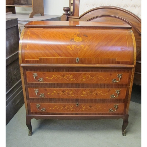 859 - A reproduction cylinder shaped writing bureau