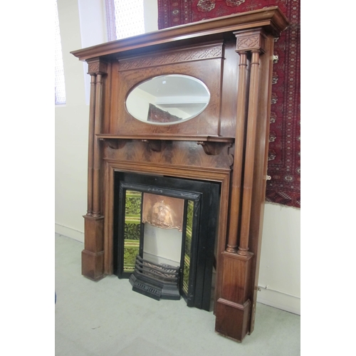 866 - A good Edwardian mahogany mirrored back fire surround