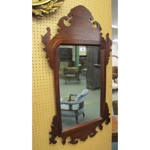 870 - A reproduction George III style mahogany wall mirror with fretwork decoration 97cm high x 53.5cm wid... 