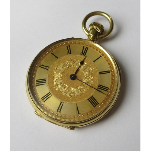 92 - An eighteen carat gold fob watch