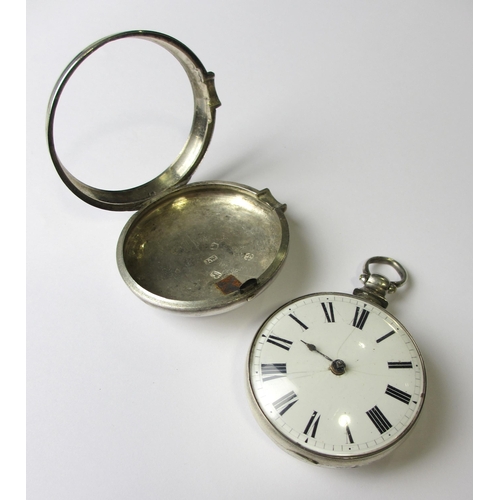 97 - A Victorian silver pair cased pocket watch