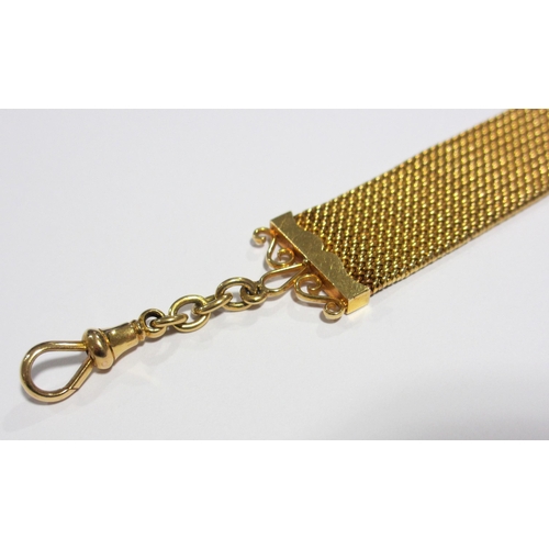 109 - An 18ct gold mesh link watch fob