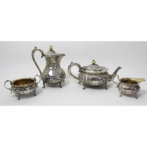 135 - A matched four piece silver tea service