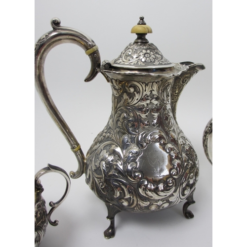 135 - A matched four piece silver tea service