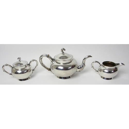 137 - A Chinese white metal four piece tea service