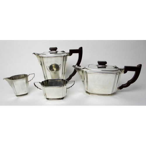 143 - An Art Deco style four piece silver tea service