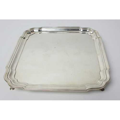 148 - A silver card tray