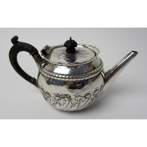 159 - A Victorian bachelor's silver teapot