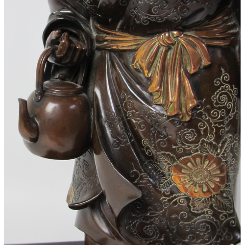 250 - A Japanese bronze figure of a mother carrying her child