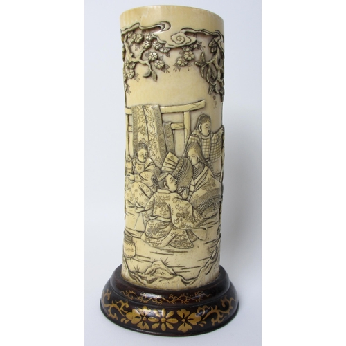 255 - A Japanese carved ivory tusk