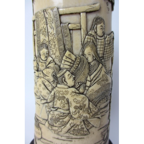 255 - A Japanese carved ivory tusk