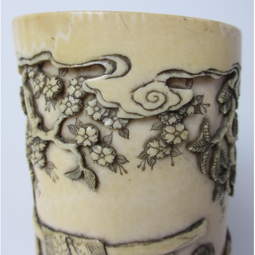 255 - A Japanese carved ivory tusk